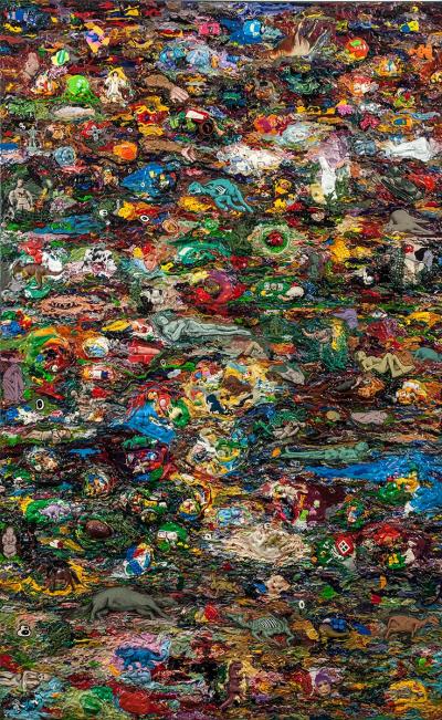 Apokalipsa I, 2013, akryl, olej, plastik na płótnie, 160 x 100 cm
