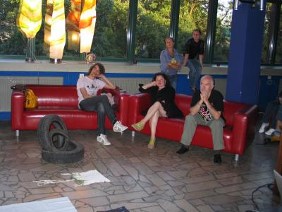 Spotkanie z Janem Körbesem, od lewej Guy Bosch, Esperanza Cortes, Jacek Bożek, 11 sierpnia 2011
