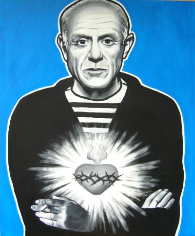 Bartłomiej Jarmoliński, Santo Subito - Pablo, 2008, akryl, płótno, 120x100 cm