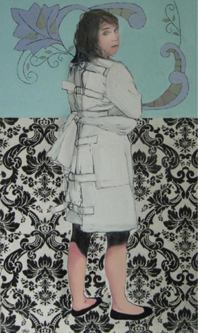 Paulina Poczęta, Mała czarna na każdą, biała okazjonalnie, 2009, akryl, olej, płótno, 50x30 cm