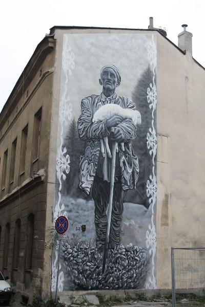 Projekt Etnograff, mural, ul. 11 Listopada 74, fot. J. Łabądź