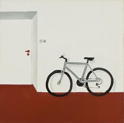 Wilhelm Sasnal, „Rower męski”, 1999, olej, płótno, 70x70 cm, własność Kolekcja Sztuki Galeria Bielska BWA