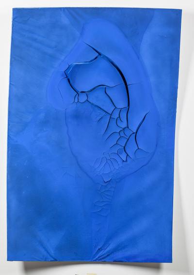 Bez tytułu (krakelura), 2014, pigment na płótnie, 134 x 89 x 10 