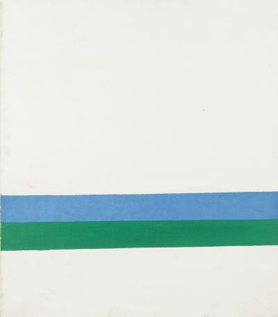 Jacek Malicki, Pejzaż semiotyczny rozpoczęty na plenerze w Miastku (tryptyk), 1977, malarstwo,      olej na emulsji, na płótnie, 3 części, 70,5 x 60,5