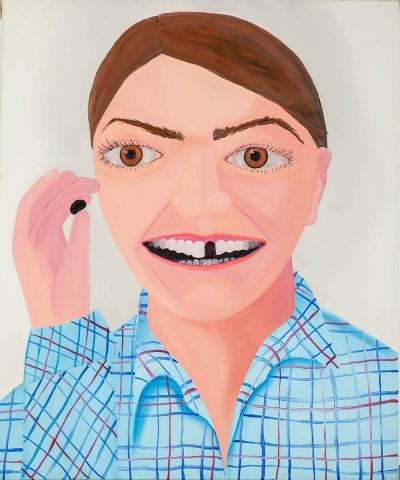 Autoportret bez zęba, 2015, olej na płótnie, 120 x 100 cm