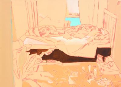 Dariusz Gierdal, W sypialni, 2009, tempera, akryl, 100x 40 cm