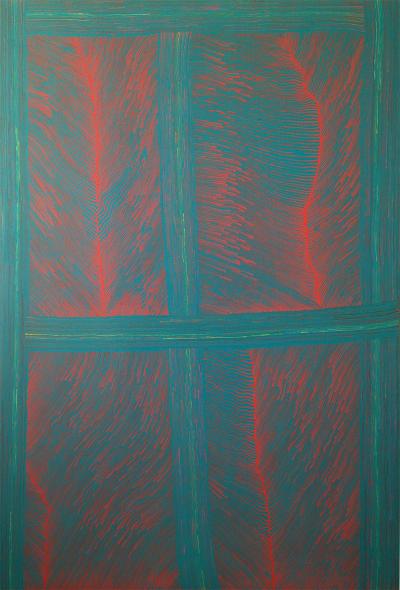  Jan Dobkowski, Okno + 4, 1983, olej i akryl na płótnie, o wymiarach: 147 x 97 cm