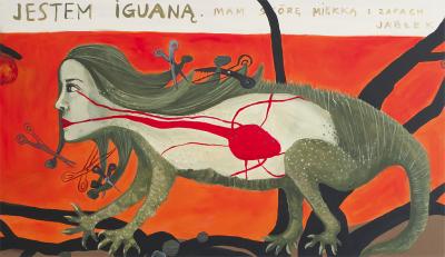Agula Swoboda, Jestem iguaną, 2010, akryl, płótno, 90 x 120 cm  
