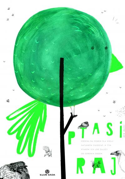 Zofia Lasocka, Ptasi raj, Drzewo - przyjaciel, 2017, plakat