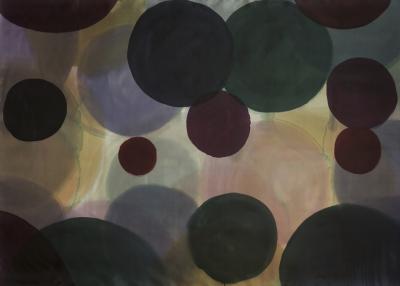 Dora Hara, Czarna porzeczka, 2011, farby wodne, jedwab, sklejka, 135 x 192 cm  