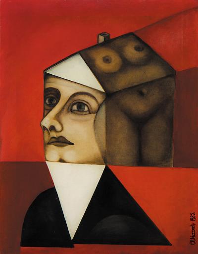 Czesław Wieczorek, Portret kobiety, 1982, olej, płótno, 90 x 70 cm