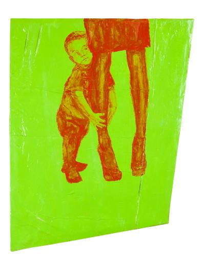 Sebastian Krok, Mutter, 2016, tempera, akryl na pościeli nabitej na krosno, 105 x 132 cm