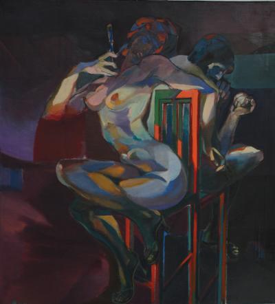 Alfred Biedrawa, Skłóceni, 1978, olej na płótnie