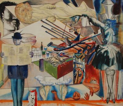 Karol Pustelnik, Besieged , 1968, oil, canvas.