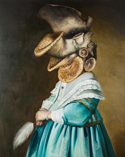 Ewa Juszkiewicz, Girl in blue, 2013, olej na płótnie, 200 x 160 cm