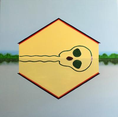 Śmierć malarza, 2017, olej na płótnie, 120 x 120 cm   
