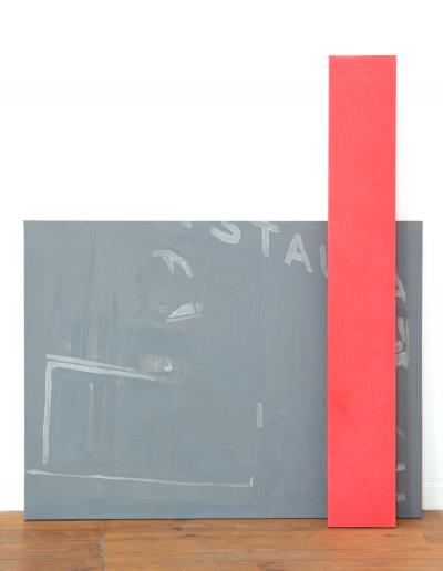 Pociąg, z cyklu Histeria obrazu, 2016, akryl i olej na płótnie, 90 x 120, 140 x 20 cm 