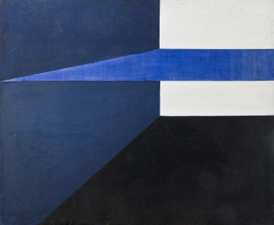 La étagère or Wide Blue Line Dedicated to Mr. E. Krasiński, 1986, Malarstwo, olej, płótno, 99 x 120,5