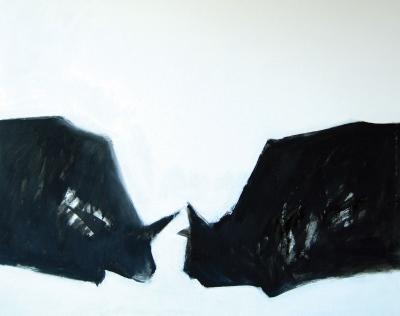 Michał Kliś, Bulls, 2007–2009, oil on canvas, 80 x 100 cm