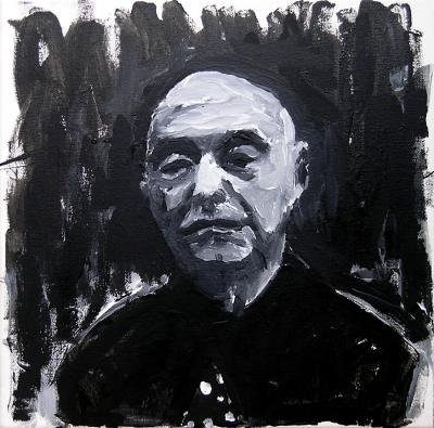 Piotr Kossakowski, Baselitz, z cyklu Portrety, 2010, olej, płótno, 25 x 25 cm
