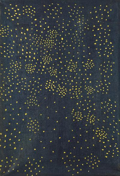 Bez tytułu [Golden points on blue], 1979 /1980, Malarstwo, olej, płótno, 24,5 x 37,5