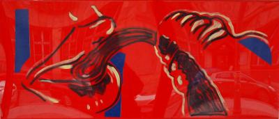 Dominik Podsiadły, Pepsi, 2011, folia, marker, pleksiglas, 80 x 160 cm