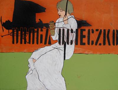 Paulina Poczęta, Droga ucieczko, 2009, akryl, dykta, 20 x 26,5 cm