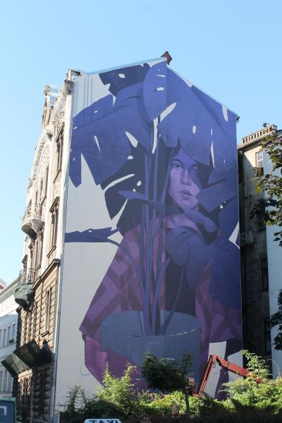 Bezt, Kobieta z monsterą, 2017, mural, ul. A. Mickiewicza 3, fot. J. Łabądź