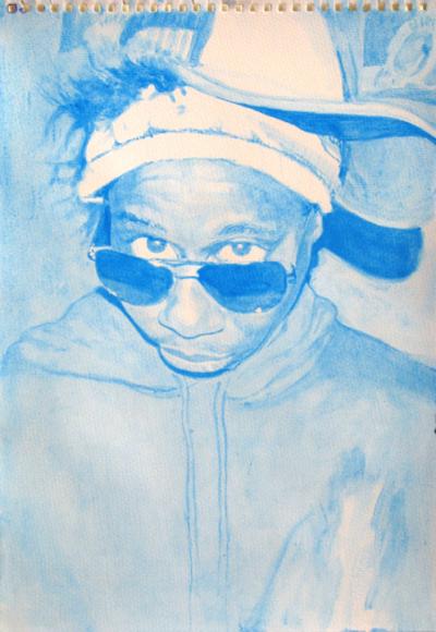Tomasz Kaniowski, Blue Tok, 2009, gwasz, papier, 38x26,3 cm