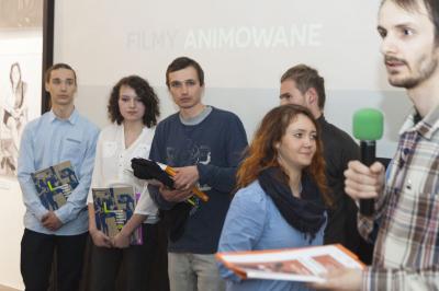 Rozstrzygnięcie konkursu „Filmujemy Bielsko-Białą”, 24 marca 2015, na zdjęciu po prawej Ziemowit Juroszek, juror konkursu_fot_K_Morcinek