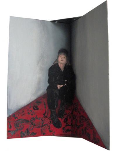 Paulina Poczęta, Wrogu pokoju daj mi odetchnąć, 2009, olej, akryl, dykta, 30 x 17 cm, 30 x 17 cm