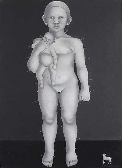 Beata Ewa Białecka, Św. Sebastian (mały), 2008, olej, płótno, 100x73 cm