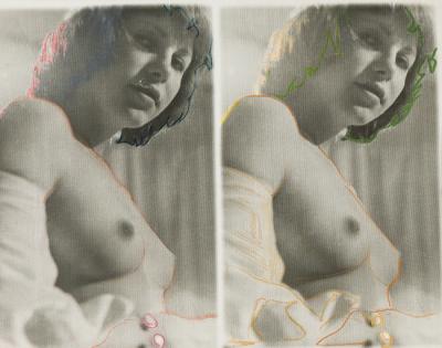Jacek Malicki, Tits, 1979, pastel na żelatyno-srebrowo-bromowej odbitce na papierze, 27,8 x 35,8 cm w świetle passe partout 